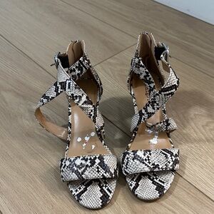 Indigo Women's Snakeskin Strappy Heels - Black & White